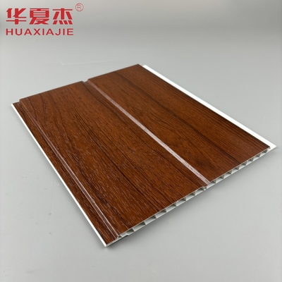 U 모양의 pvc 벽 패널 집 거실 장식용 붉은 나무 수분 방지 pvc 천장 패널