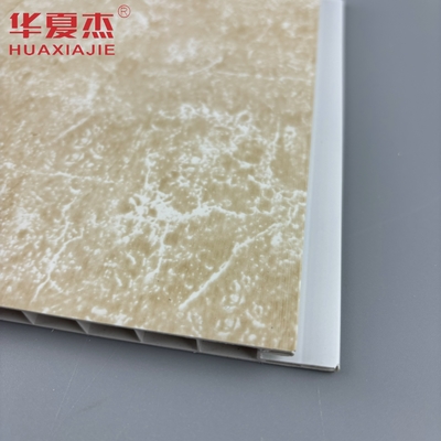 노란 대리석 Pvc 욕실 벽 패널 250mmx8mm 쉽게 설치 장식